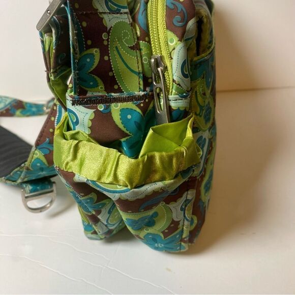 Ju Ju Be Diaper Bag Green Blue Brown Paisley Floral Design - Picture 8 of 15